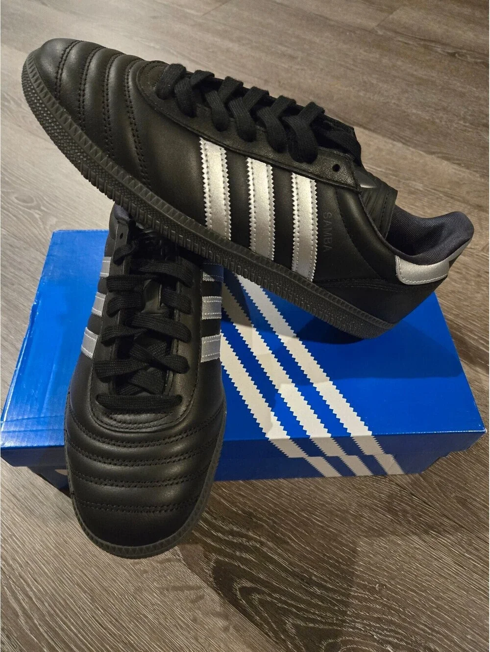 adidas Samba JP Black Silver Gum HQ9241 Men's Size 8.5 NIB